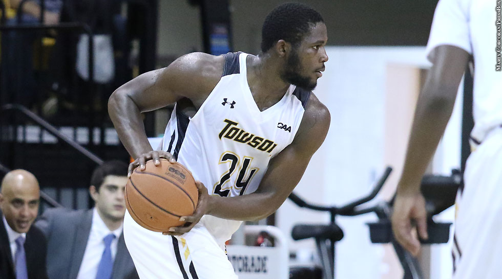 Towson's William Adala Moto tallied 24 points and seven boards to lift the Tigers over NU (Image credit: pressboxonline.com)